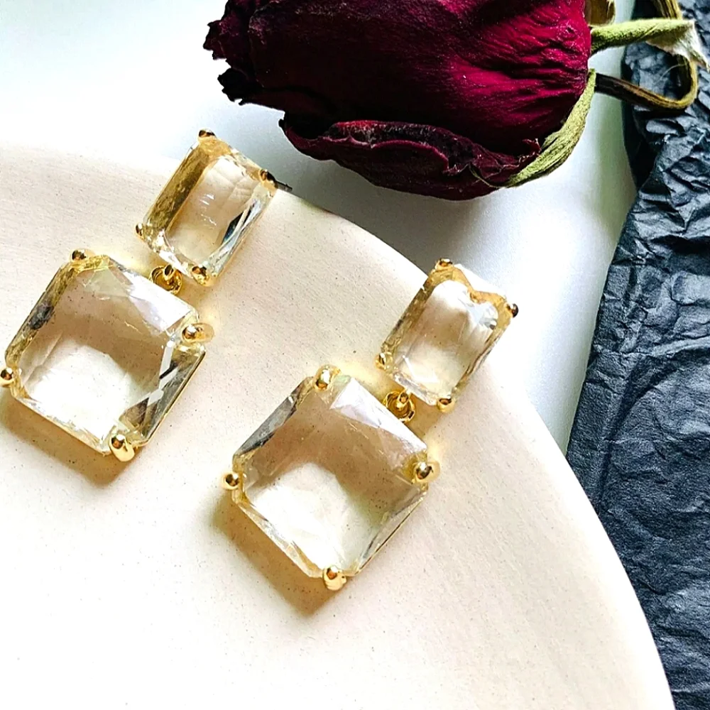 ▪️Transparent glass dangle earrings - Picture 2 of 12